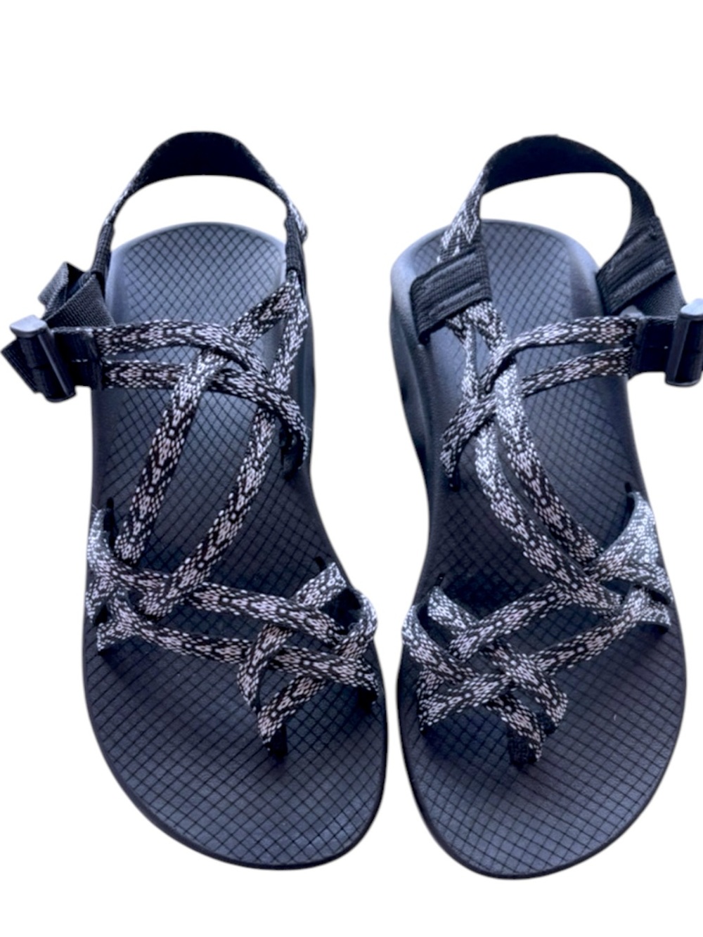 Chaco Z Cloud X2 Toe Loop Sport Sandals Black Gray Geometric Strap 9